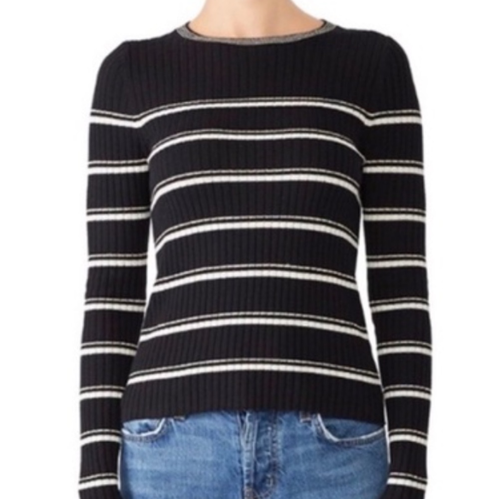 Black striped pullover sweater- Rebecca Taylor